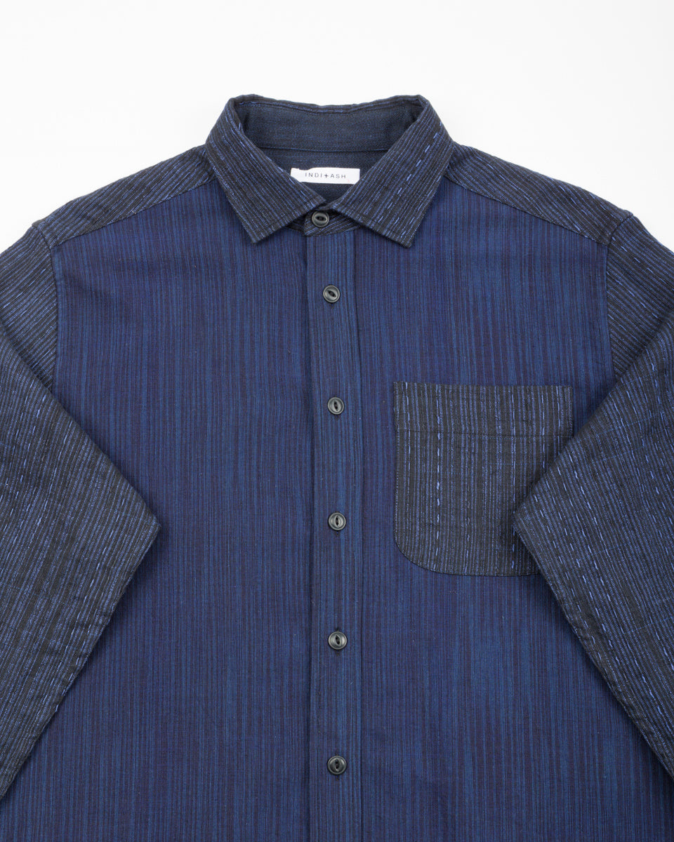Indi + Ash Matty Overshirt - Patchwork Iron/Indigo Spacedye - Standard & Strange