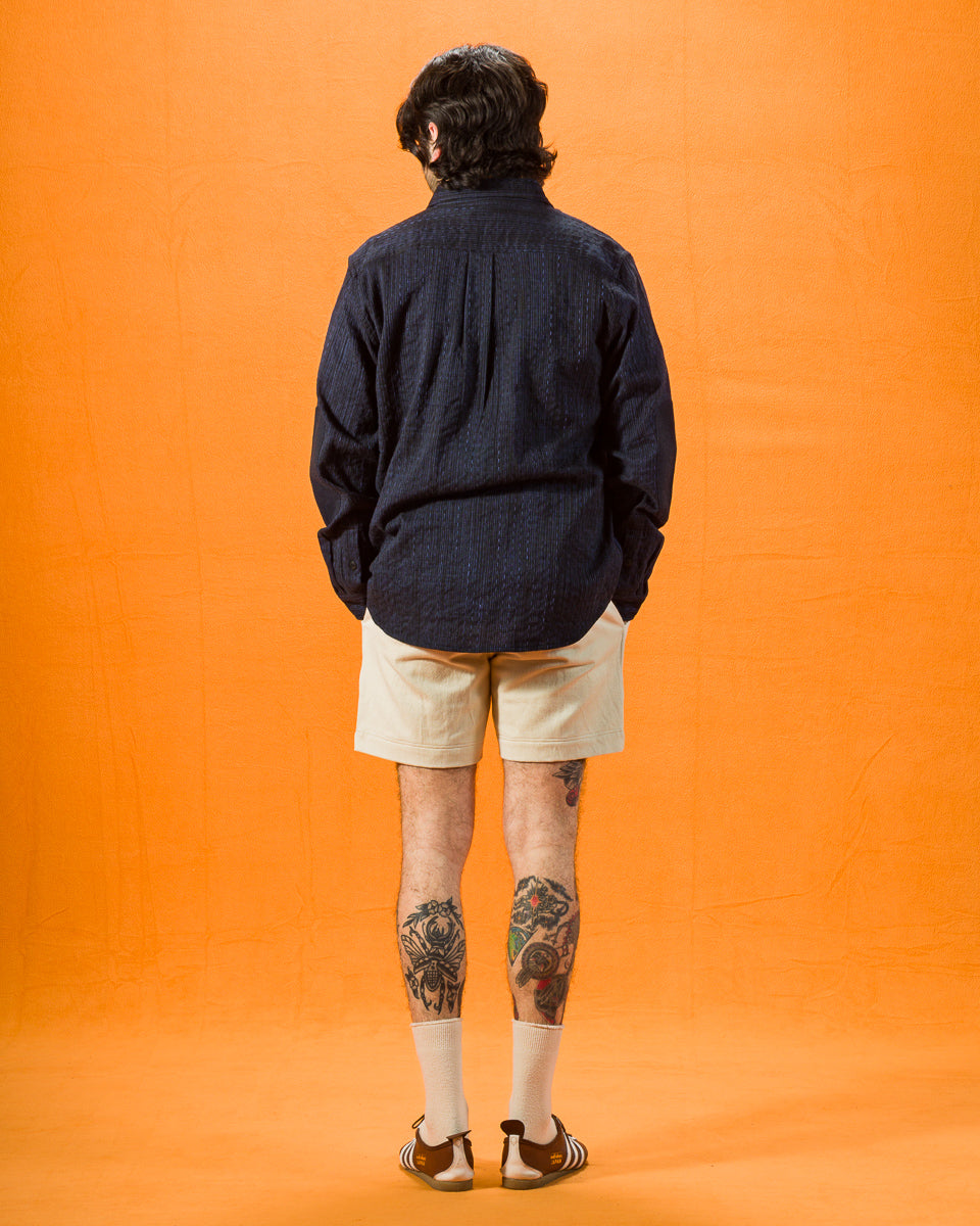 Indi + Ash Matty Overshirt - Patchwork Iron/Indigo Spacedye - Standard & Strange