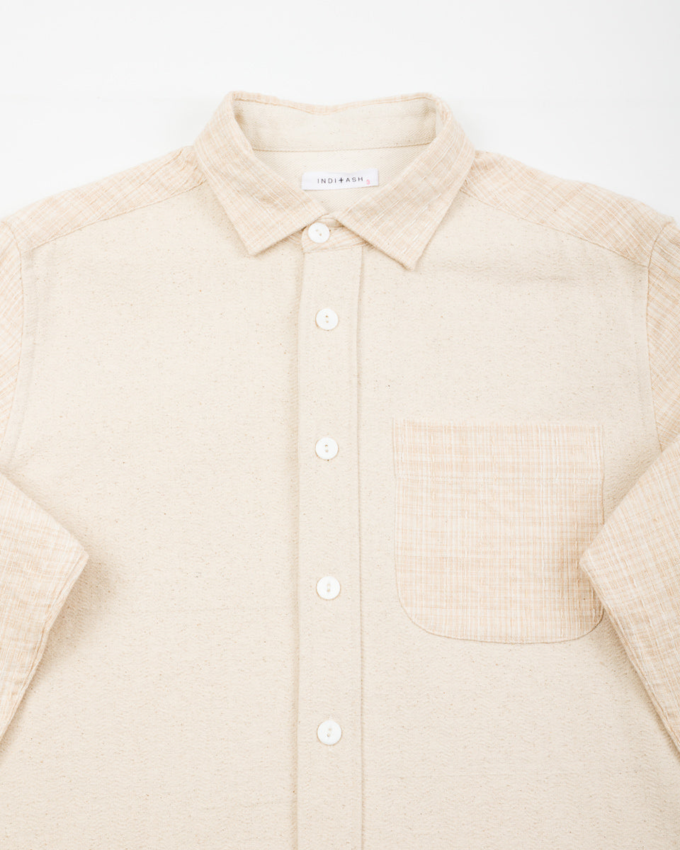 Indi + Ash Matty Overshirt - Patchwork Natural/Oat Spacedye - Standard & Strange