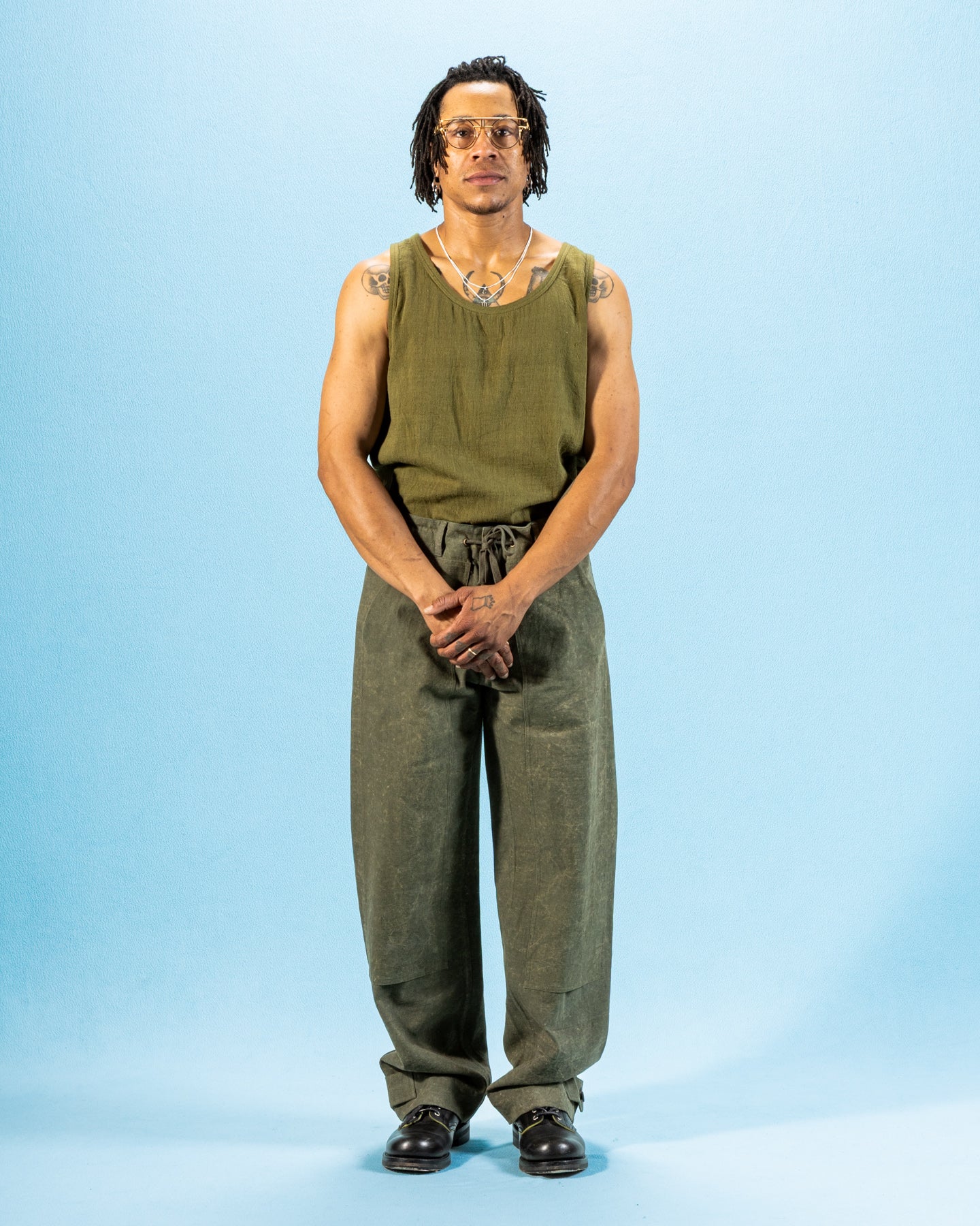 Indi + Ash Ripley Tank - Handwoven Forest Green Kala Cotton - Standard & Strange