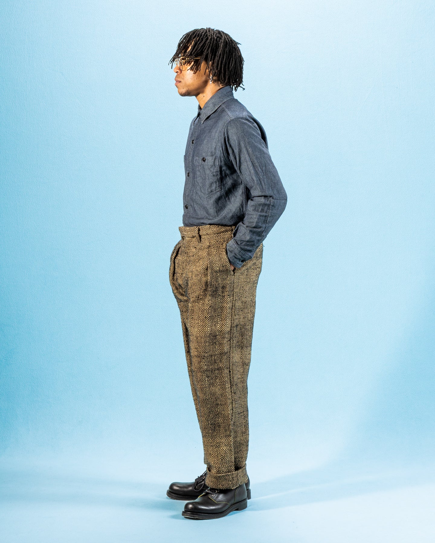 Indi + Ash Shakoor Pant - Handwoven Iron Black/Tan HB - Standard & Strange