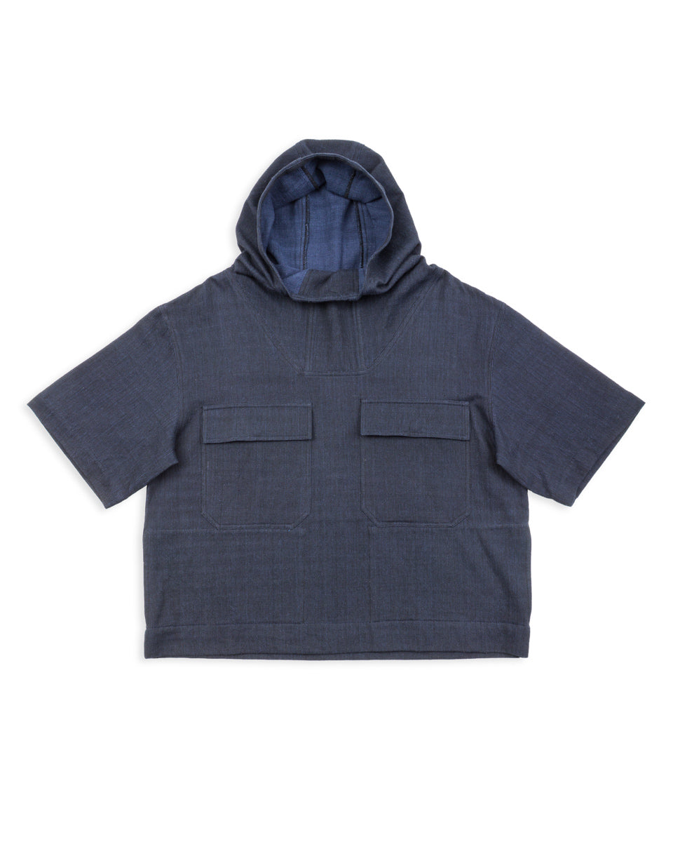 Indi + Ash Short Sleeve Hooded Smock - Iron/Indigo - Standard & Strange