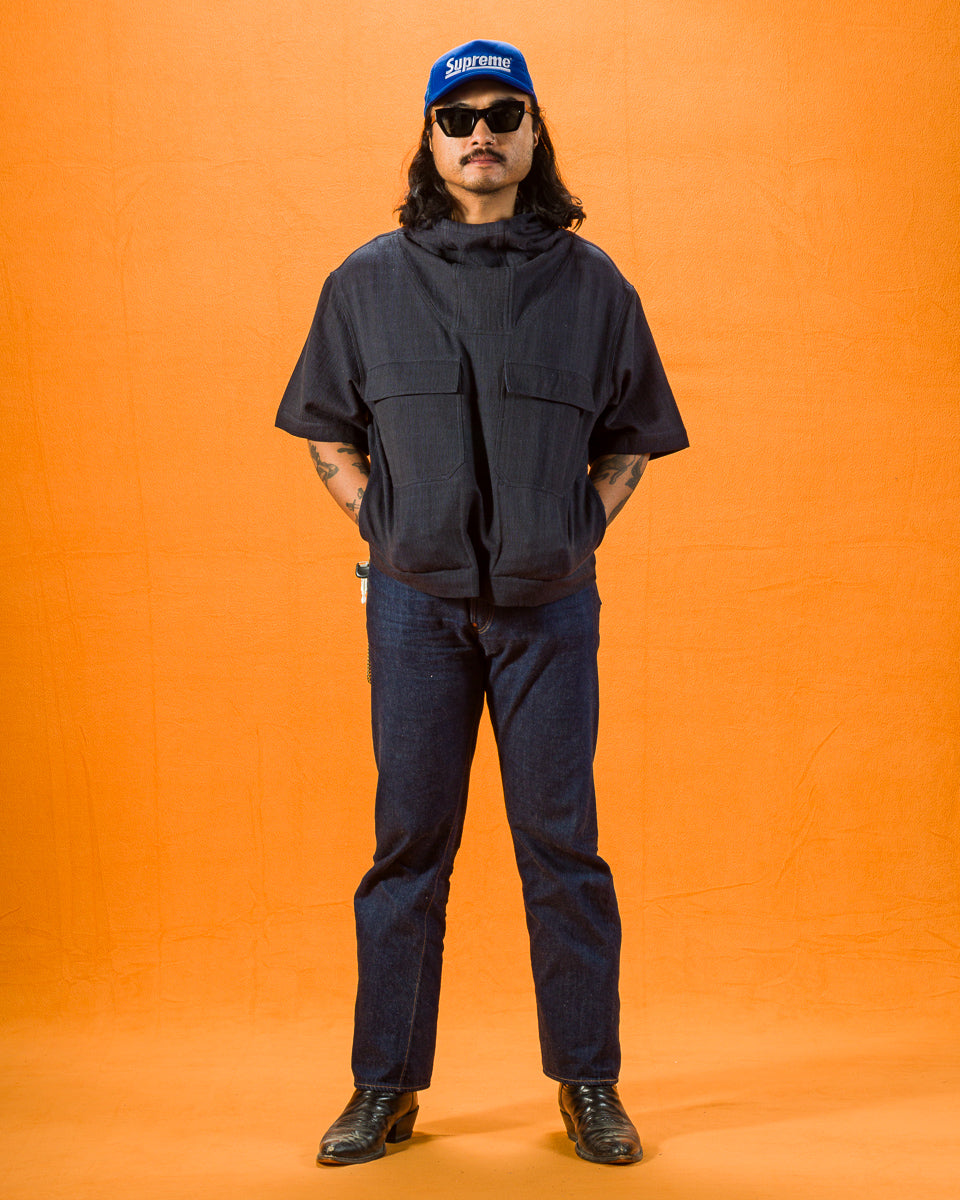 Indi + Ash Short Sleeve Hooded Smock - Iron/Indigo - Standard & Strange