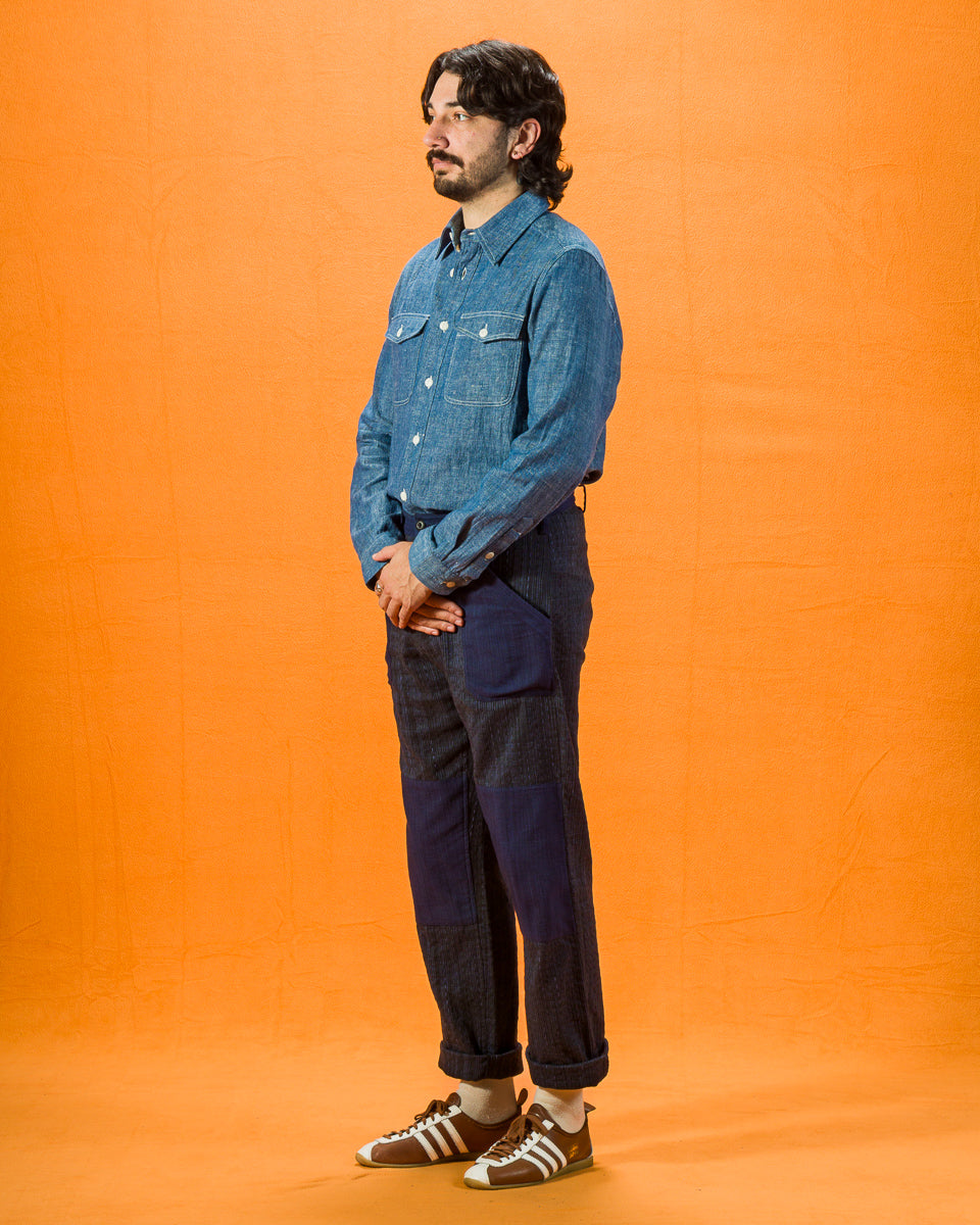 Indi + Ash Smith L/S Workshirt - Handwoven Kala Cotton Chambray Indigo/Natural - Standard & Strange