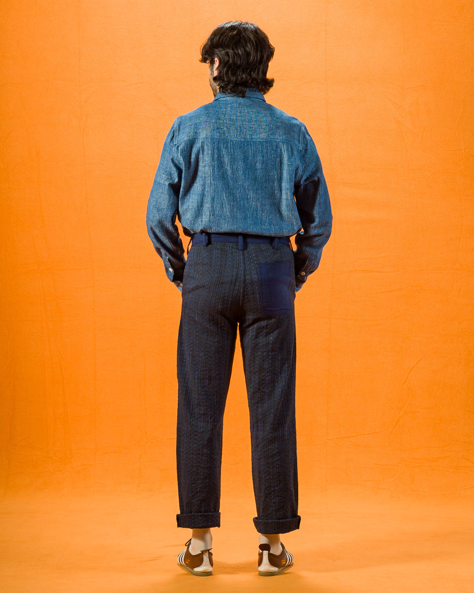 Indi + Ash Smith L/S Workshirt - Handwoven Kala Cotton Chambray Indigo/Natural - Standard & Strange