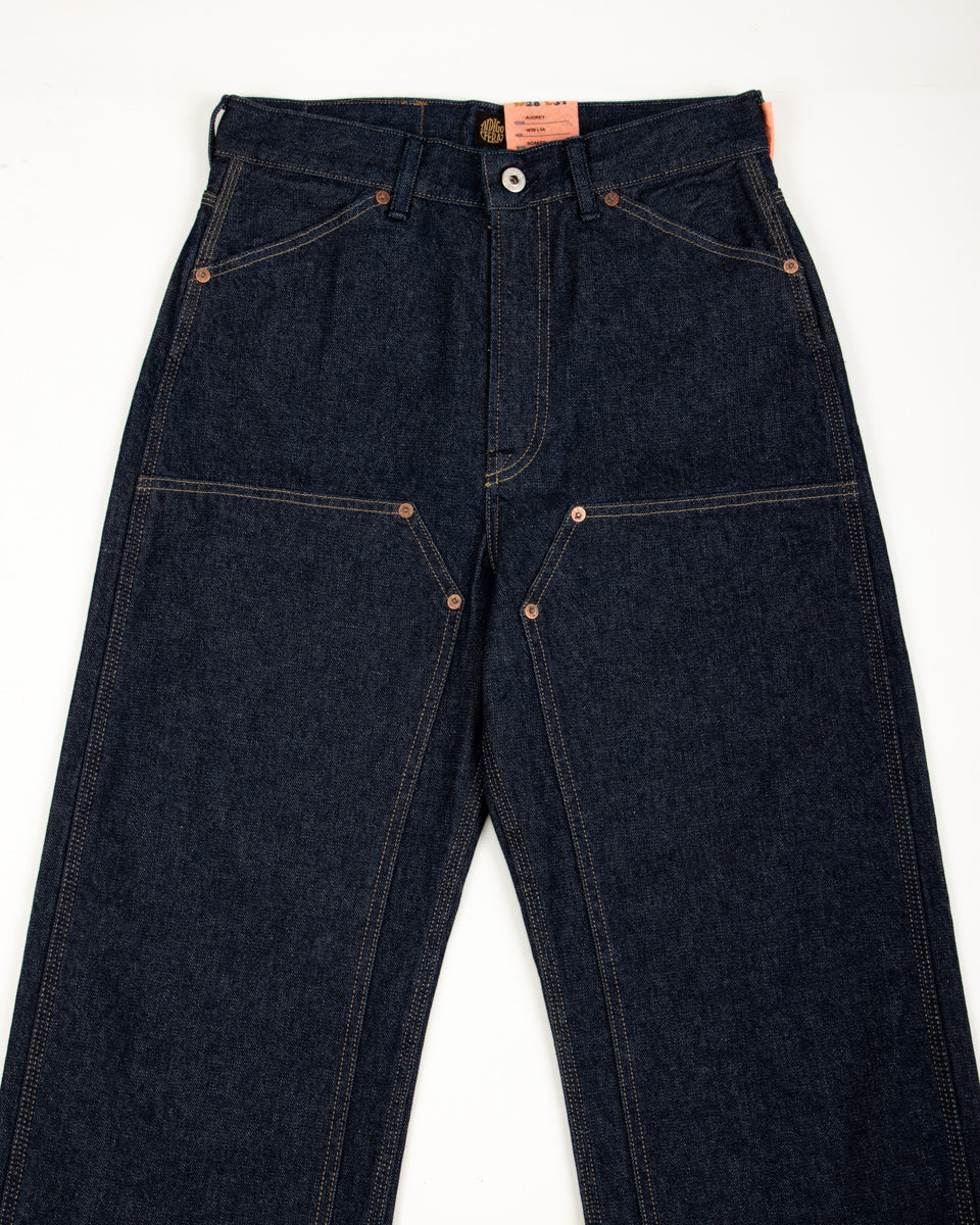 Audrey Double Knee Jean - Double Wash 14 oz Broken Twill Indigo