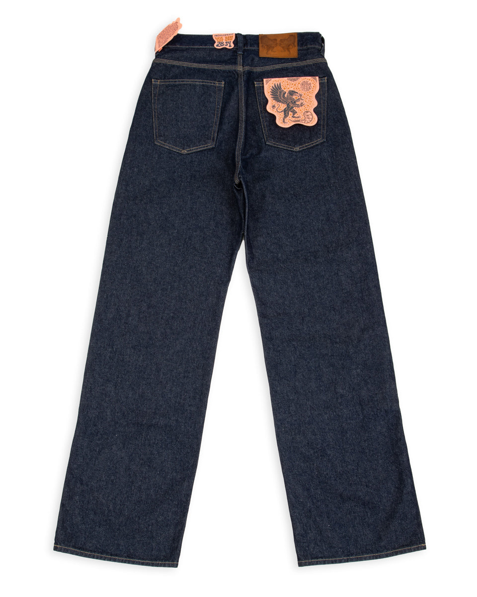 Audrey Double Knee Jean - Double Wash 14 oz Broken Twill Indigo