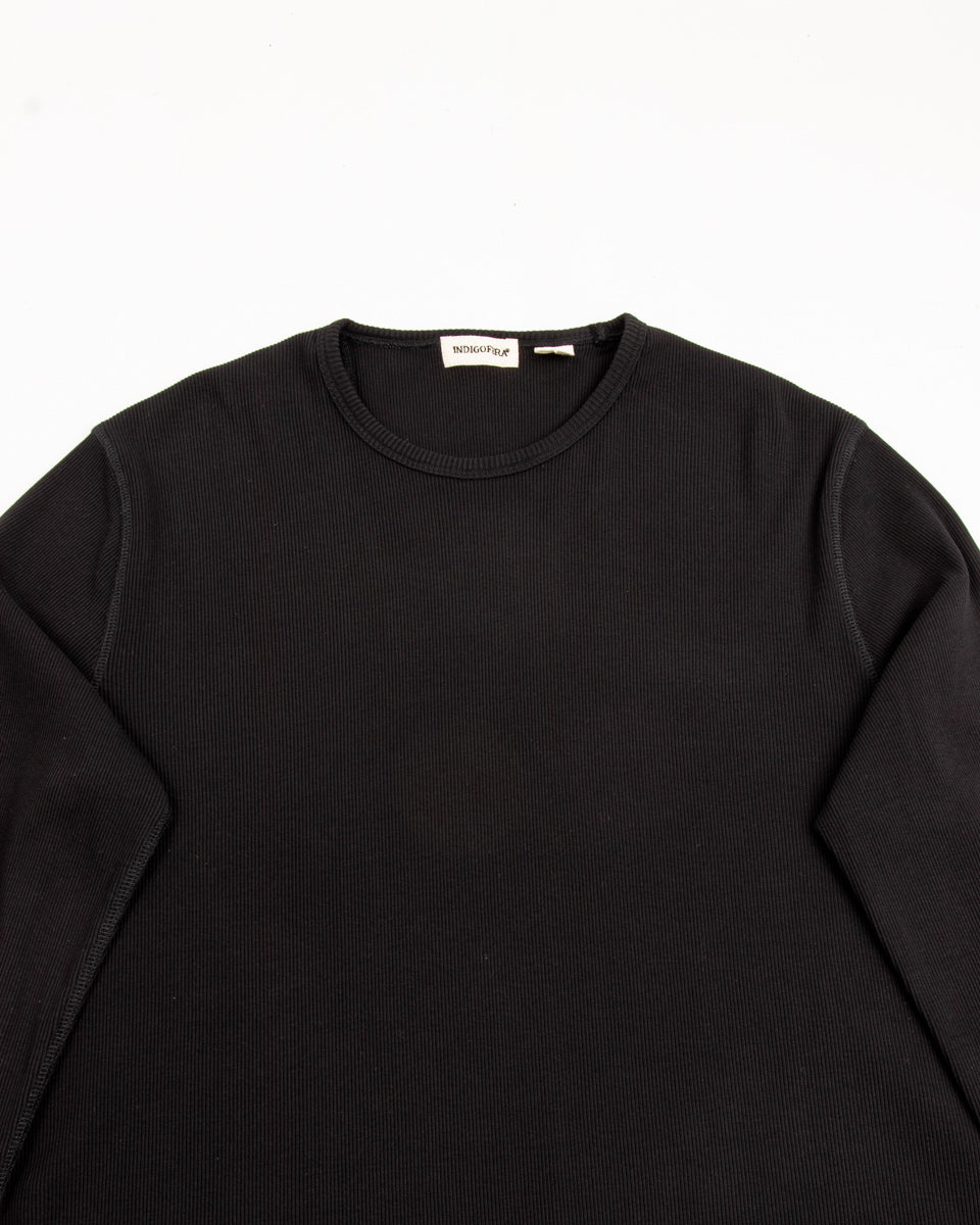 Indigofera Clyde LS Cotton Rib Tee - Black - Standard & Strange