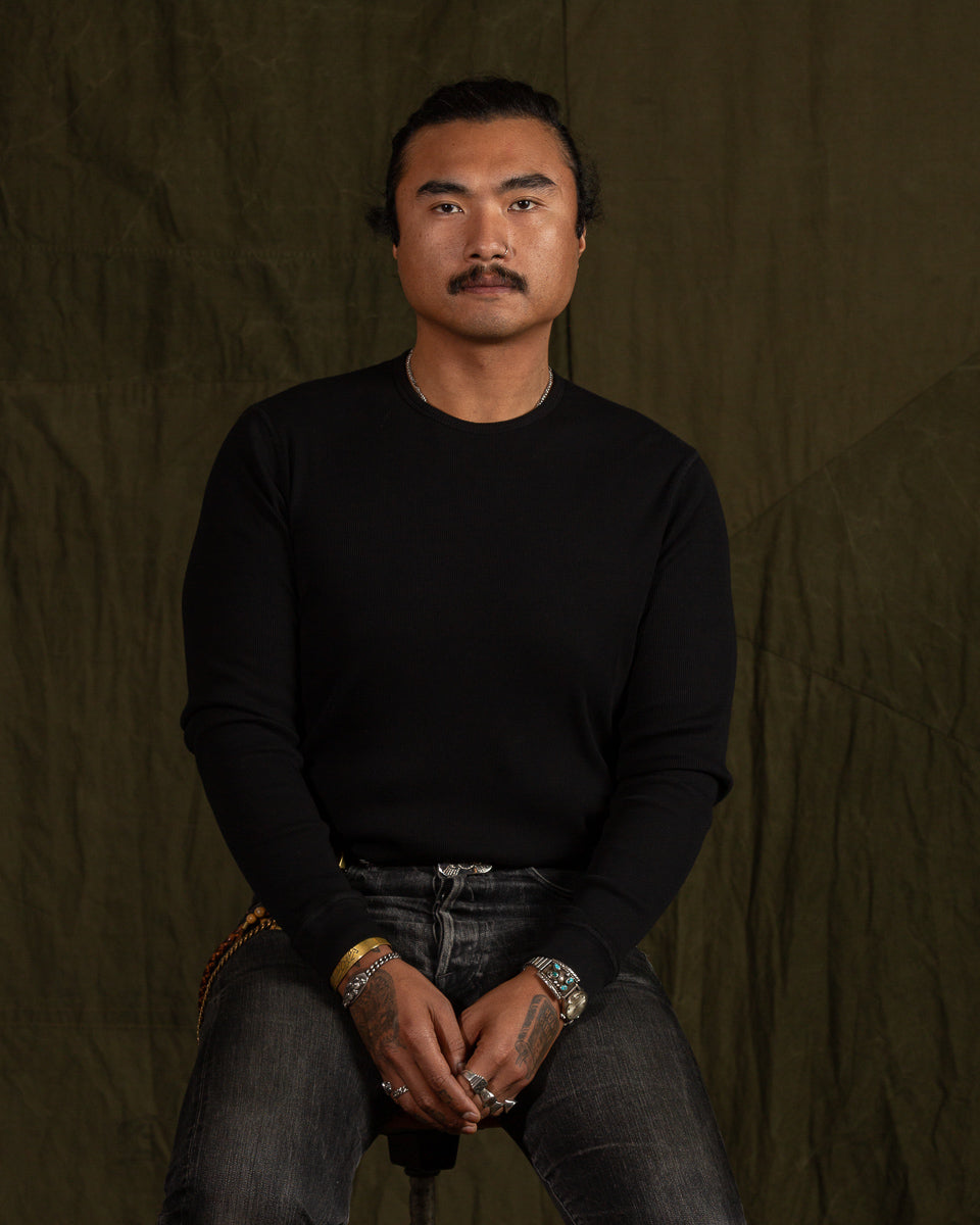 Indigofera Clyde LS Cotton Rib Tee - Black - Standard & Strange