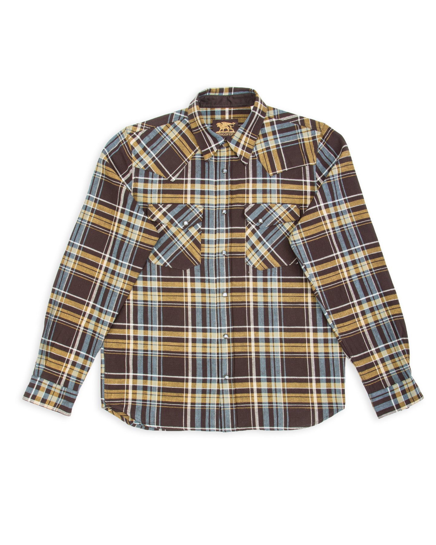 Indigofera Dawson Heavy Flannel Shirt - Brown / Olive / Turquoise / Ecru - Standard & Strange