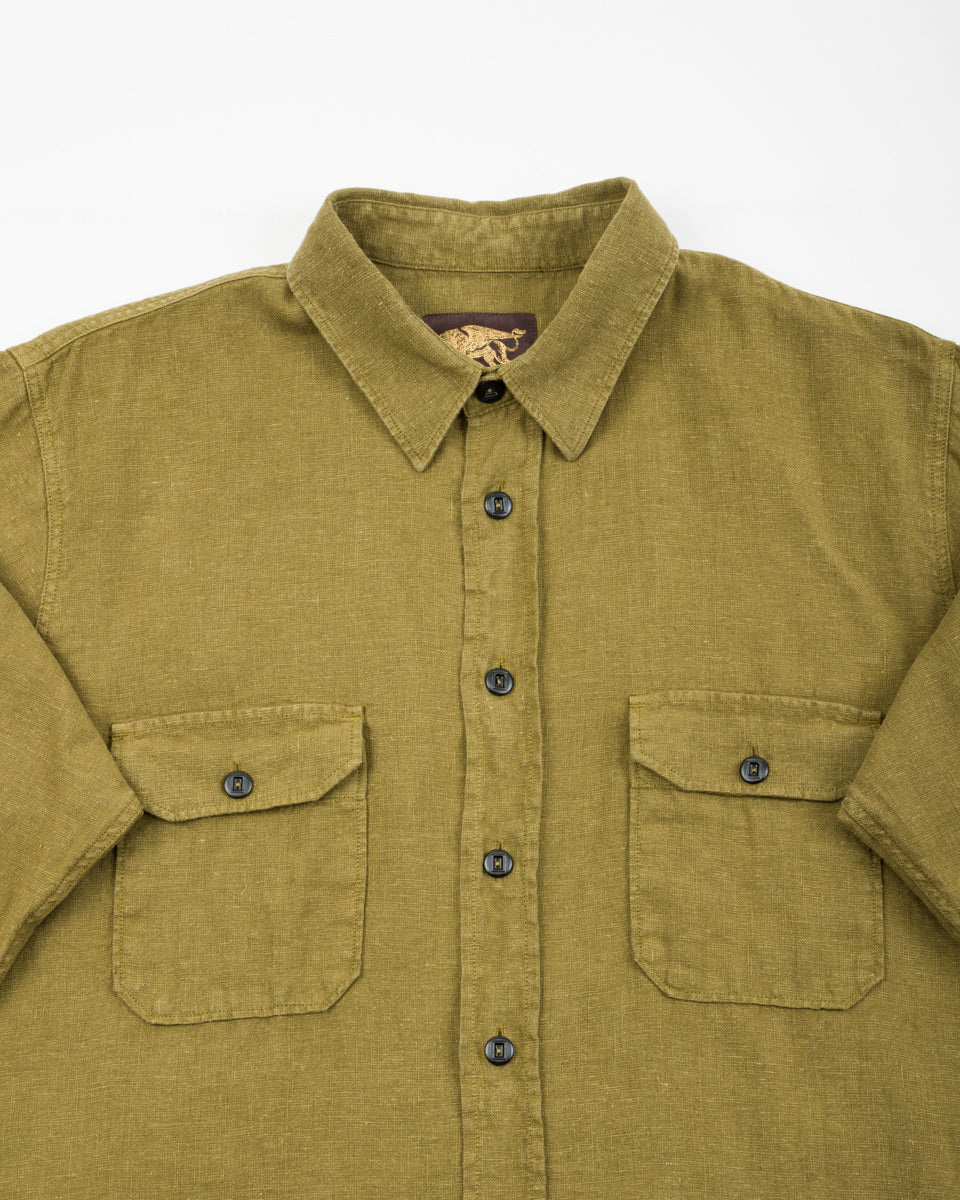 Indigofera Delray Shirt - Military Olive Linen Canvas - Standard & Strange