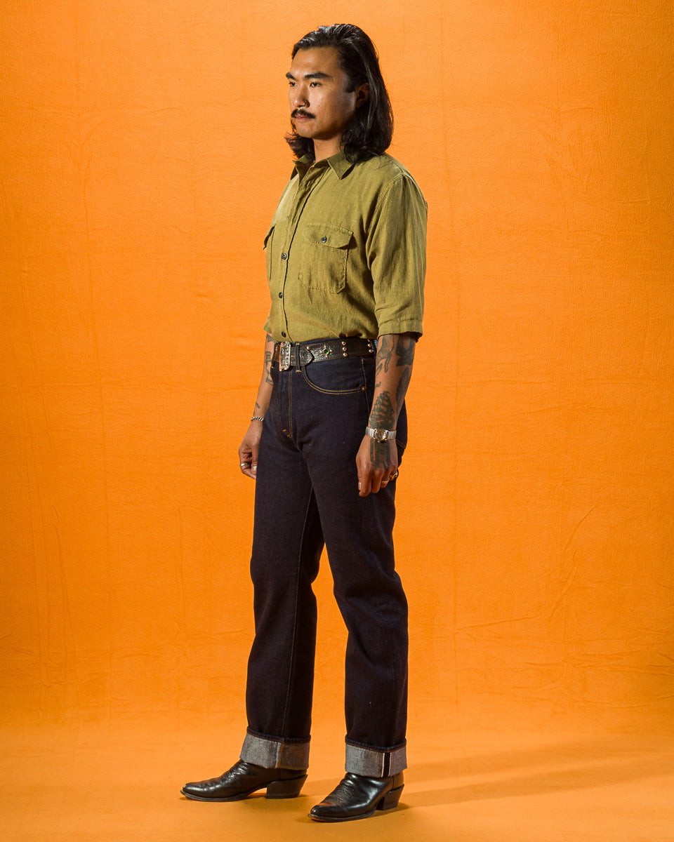 Indigofera Delray Shirt - Military Olive Linen Canvas - Standard & Strange