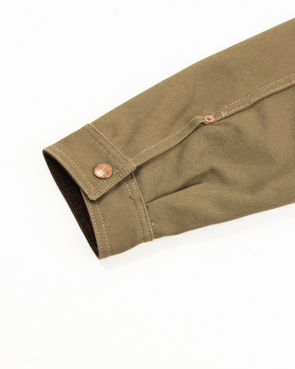 Indigofera Fargo Rider Jacket - Smithson Canvas Moss Green w/ Stripe Lining - Standard & Strange