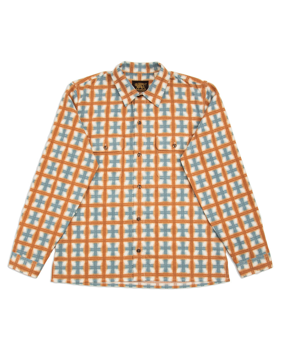 Indigofera Webster Shirt - White/Orange/Blue Printed Flannel - Standard & Strange