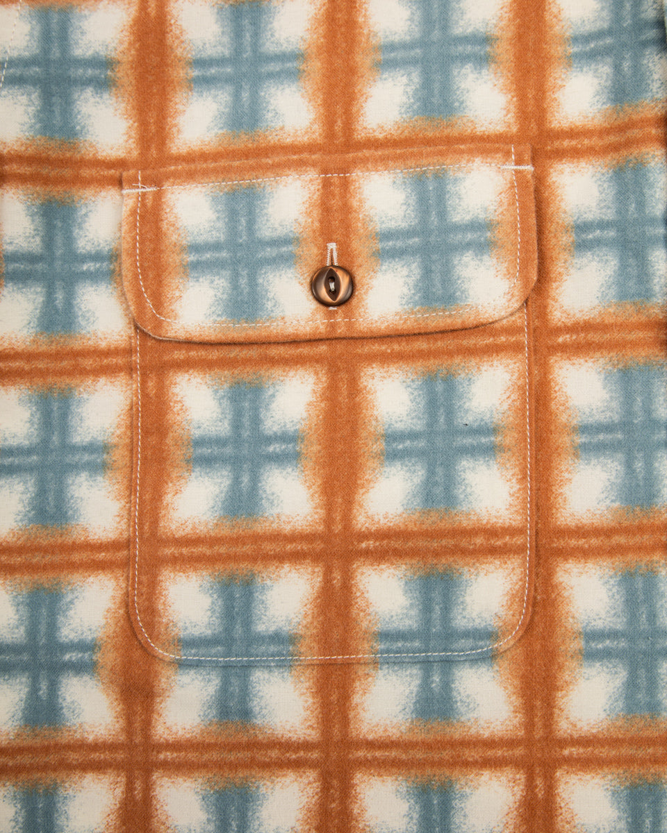 Indigofera Webster Shirt - White/Orange/Blue Printed Flannel - Standard & Strange
