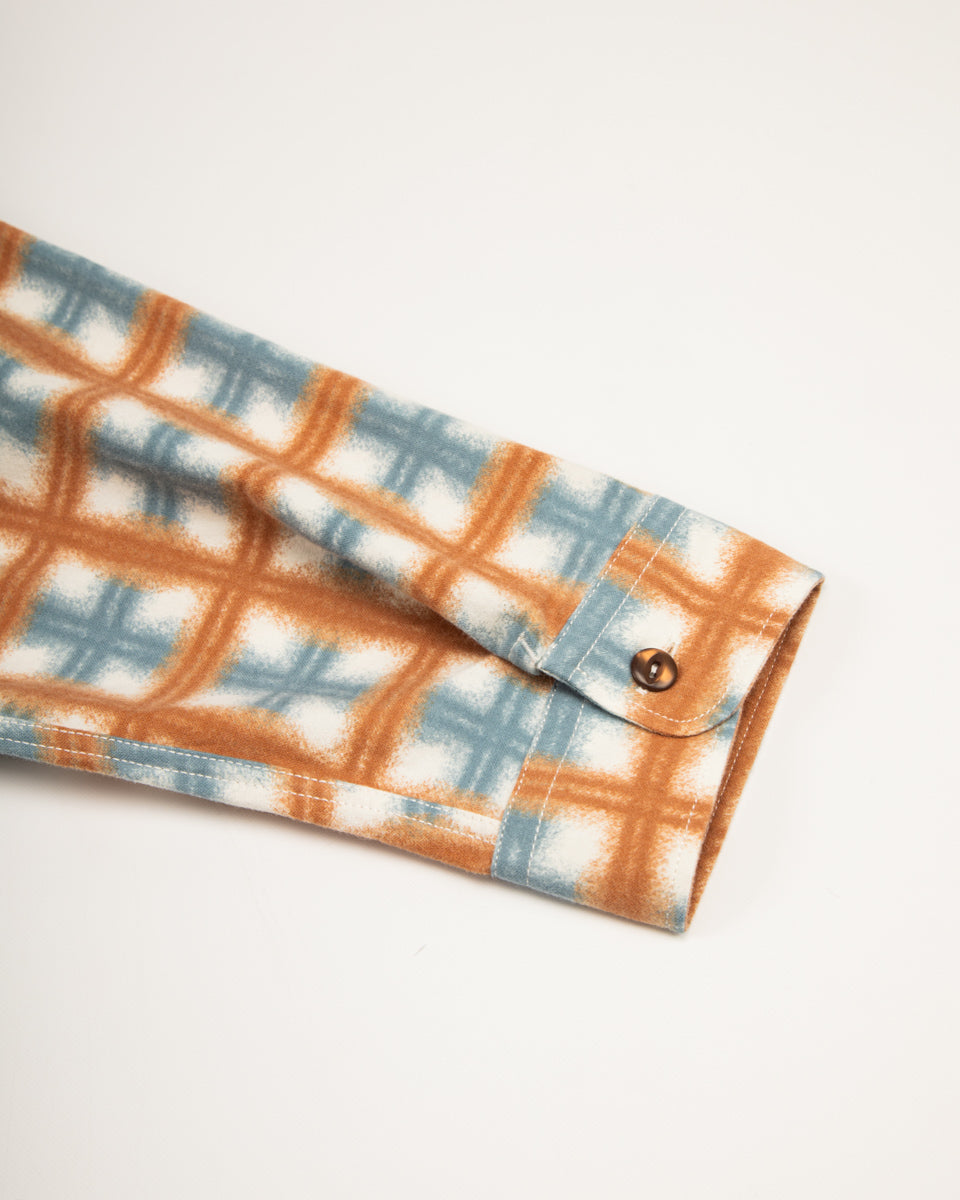 Indigofera Webster Shirt - White/Orange/Blue Printed Flannel - Standard & Strange