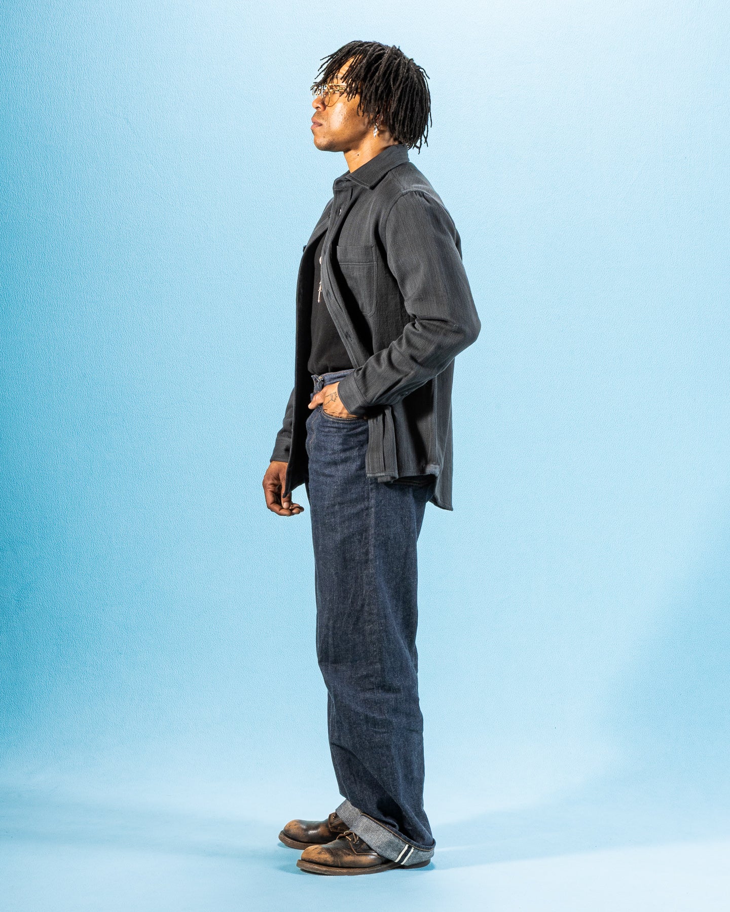 Indi + Ash Ames Workshirt - Handwoven Iron/Indigo Denim - Standard & Strange