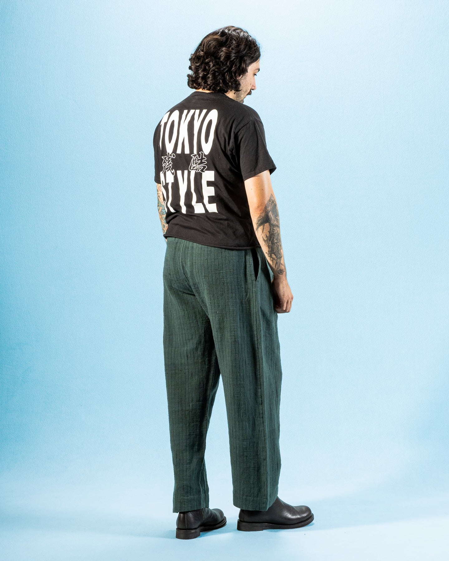 Indi + Ash Shakoor Pant - Handwoven Midnight Teal/Iron Black Canvas - Standard & Strange