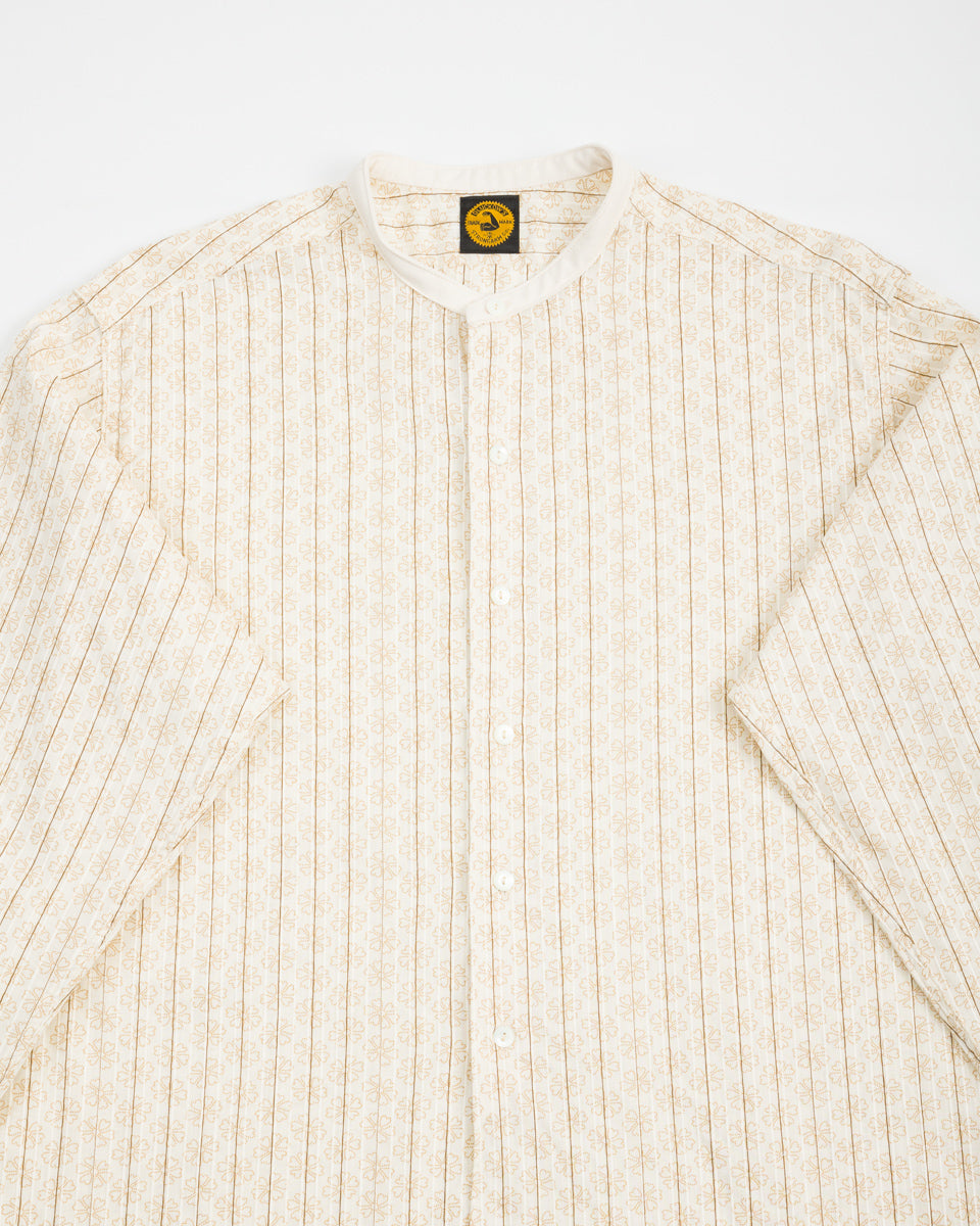 John Gluckow The Hudson Shirt (Stand Collar) - Brown Dot Floral Print - Standard & Strange