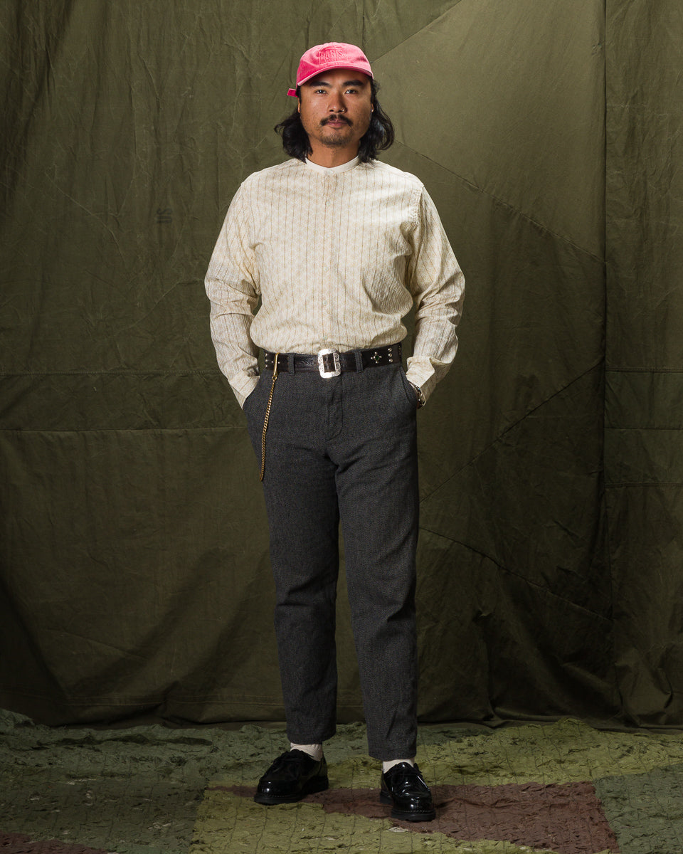 John Gluckow The Hudson Shirt (Stand Collar) - Brown Dot Floral Print - Standard & Strange