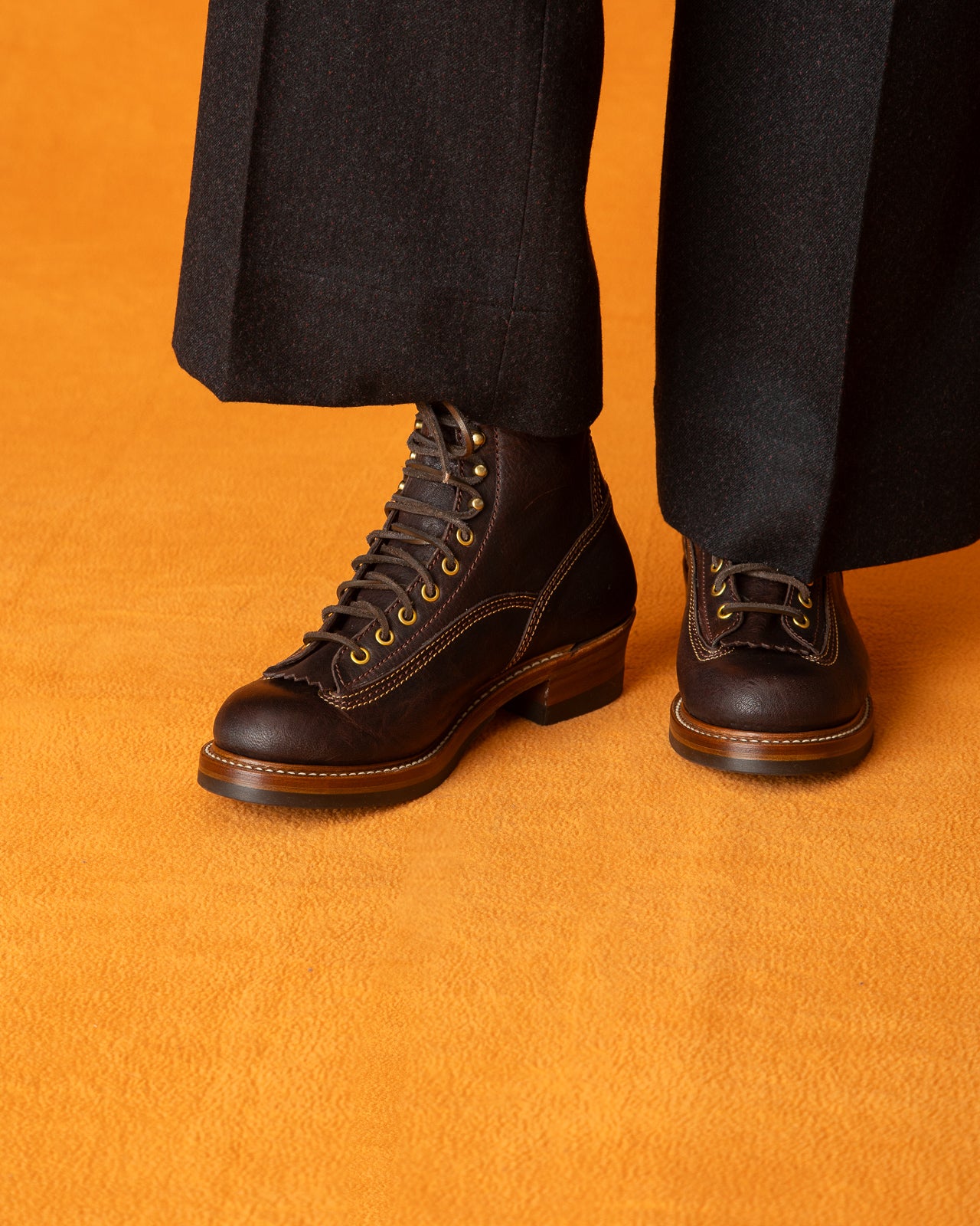 John Lofgren Donkey Puncher 8" Boots - Burnt Dark Brown Ezo Deerskin - Standard & Strange