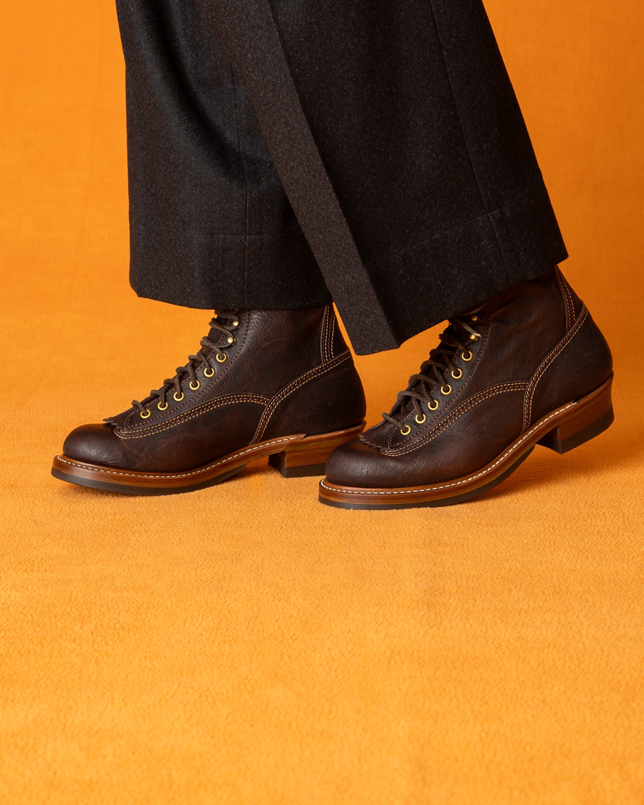 John Lofgren Donkey Puncher 8" Boots - Burnt Dark Brown Ezo Deerskin - Standard & Strange