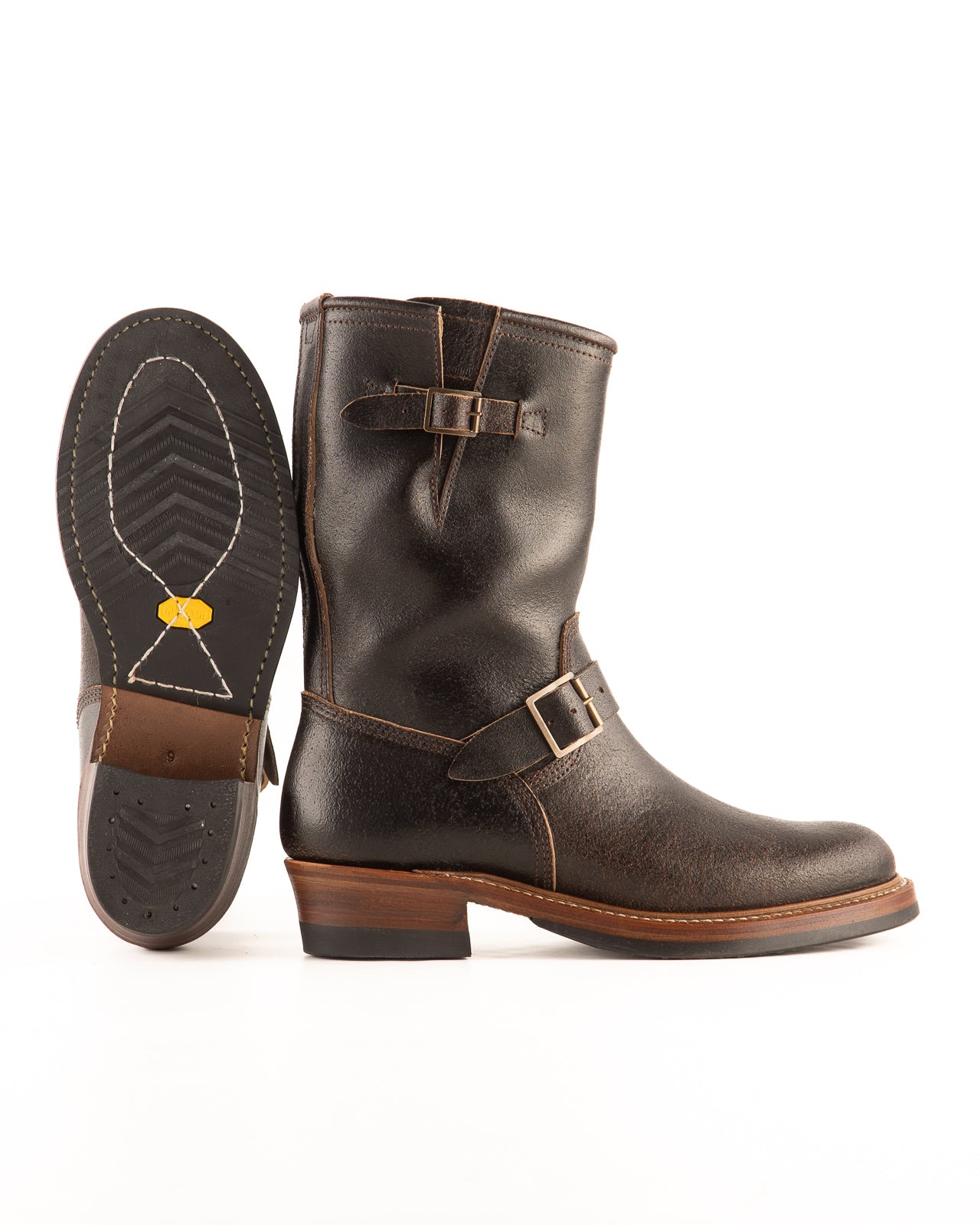 John Lofgren Wabash Engineer Boots - Dark Brown Waxed Flesh - Standard & Strange