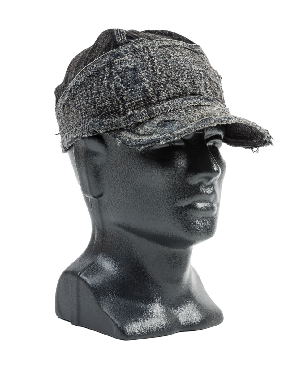 Kapital 11.5ozBLKxBLK Denim The Old Man And The Sea Cap(Crash Remake) - Black x Black - Standard & Strange