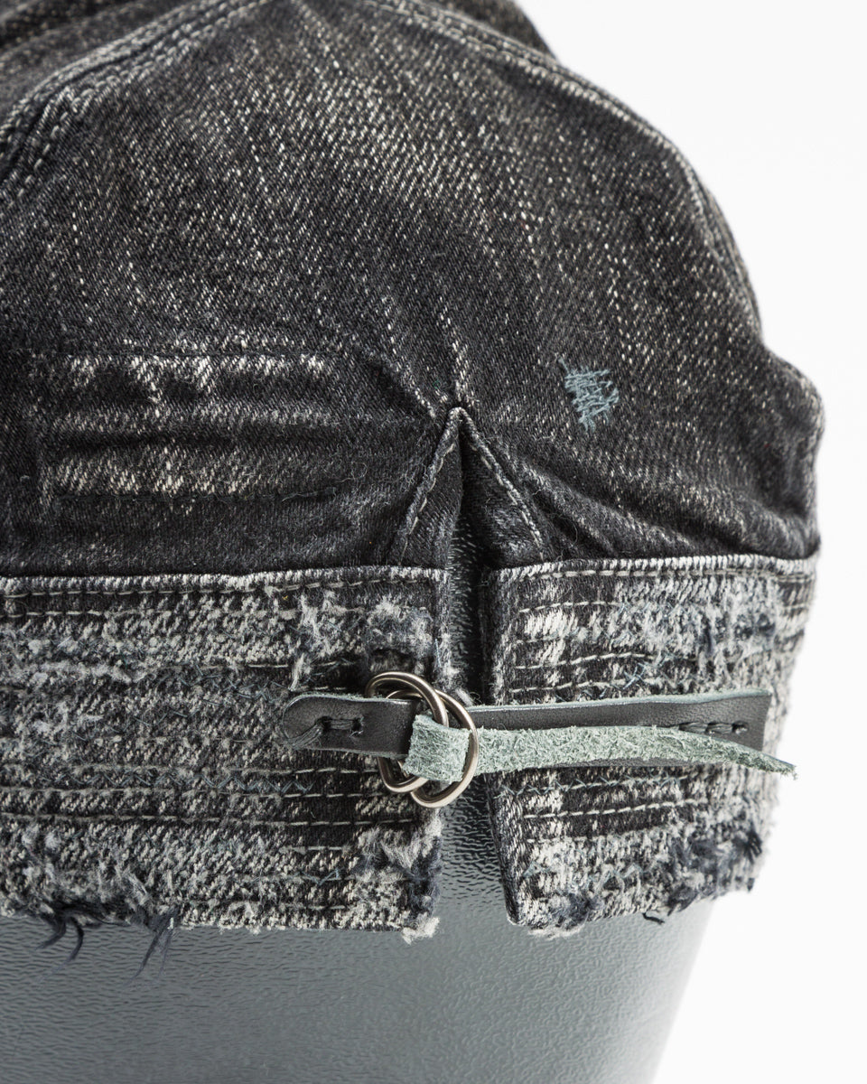 Kapital 11.5ozBLKxBLK Denim The Old Man And The Sea Cap(Crash Remake) - Black x Black - Standard & Strange