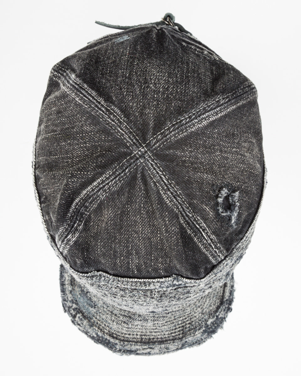 Kapital 11.5ozBLKxBLK Denim The Old Man And The Sea Cap(Crash Remake) - Black x Black - Standard & Strange