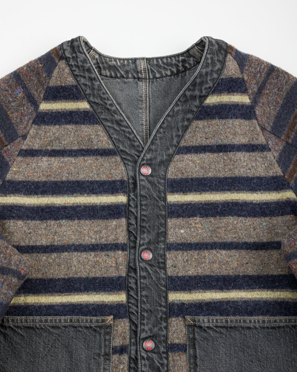 Kapital 11.5 oz Denim RAINBOWY Lining Railroad JKT - Black/Ecru - Standard & Strange