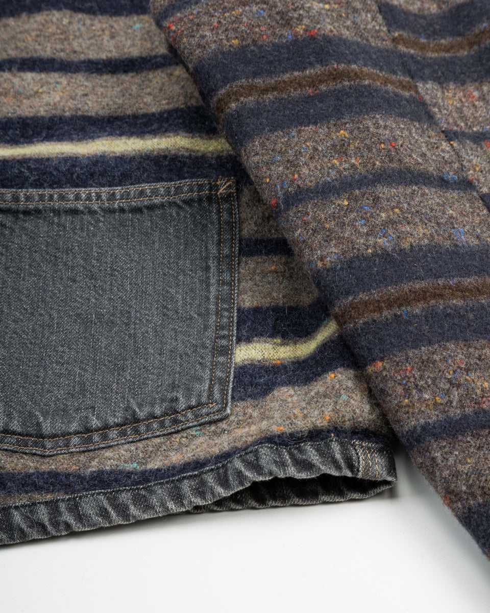 Kapital 11.5 oz Denim RAINBOWY Lining Railroad JKT - Black/Ecru - Standard & Strange