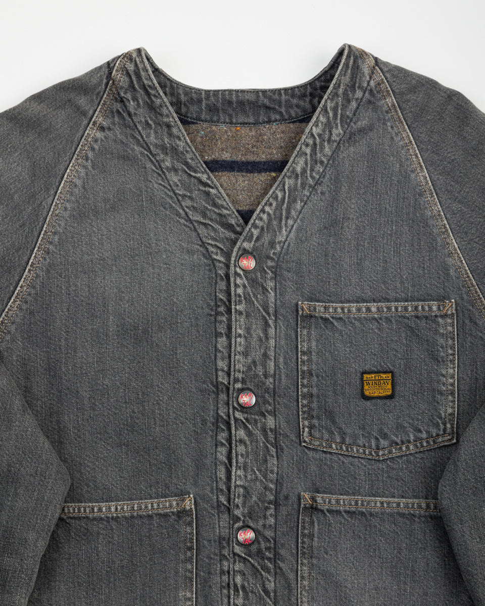 Kapital 11.5 oz Denim RAINBOWY Lining Railroad JKT - Black/Ecru - Standard & Strange