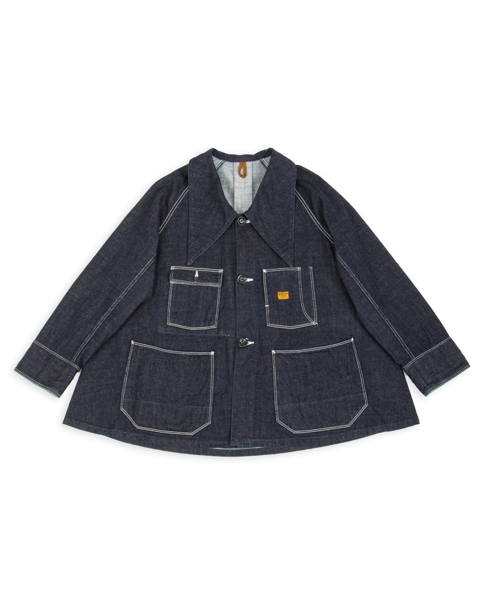 12oz Denim Large Pointed Collar BELL Coverall - IDG