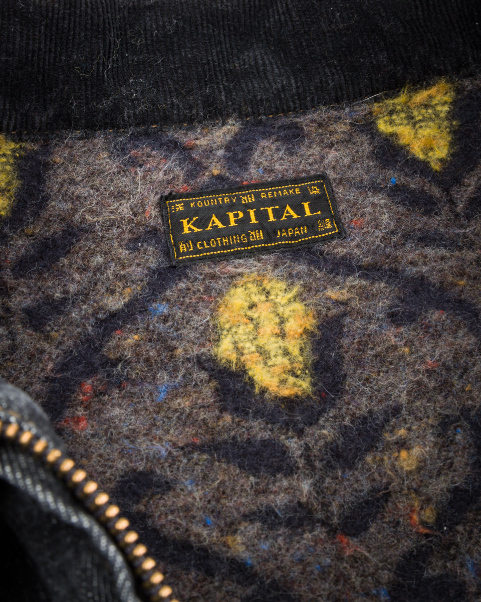 Kapital 14oz BLKxECR Denim T-Back Drizzler JKT - Black x Ecru - Standard & Strange