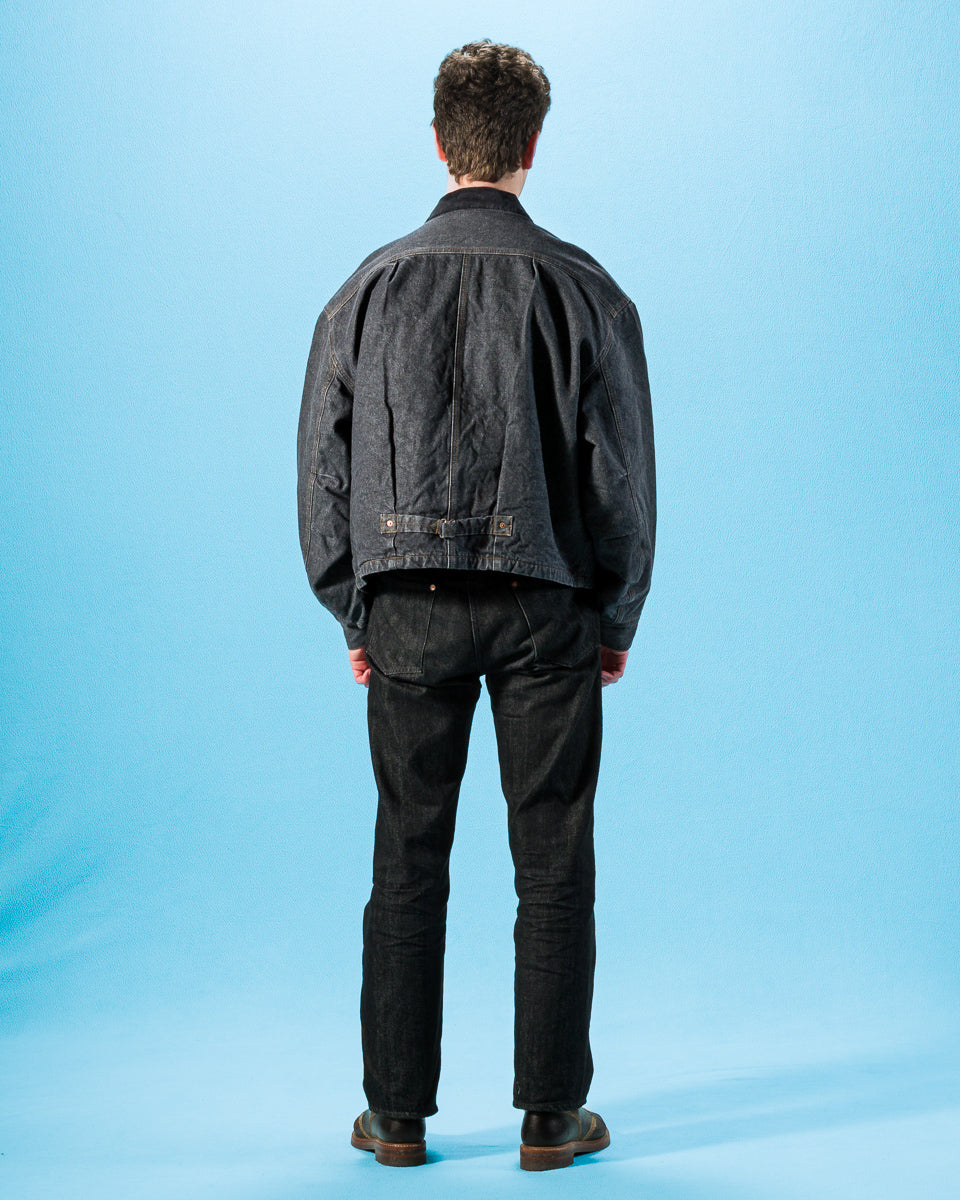 Kapital 14oz BLKxECR Denim T-Back Drizzler JKT - Black x Ecru - Standard & Strange