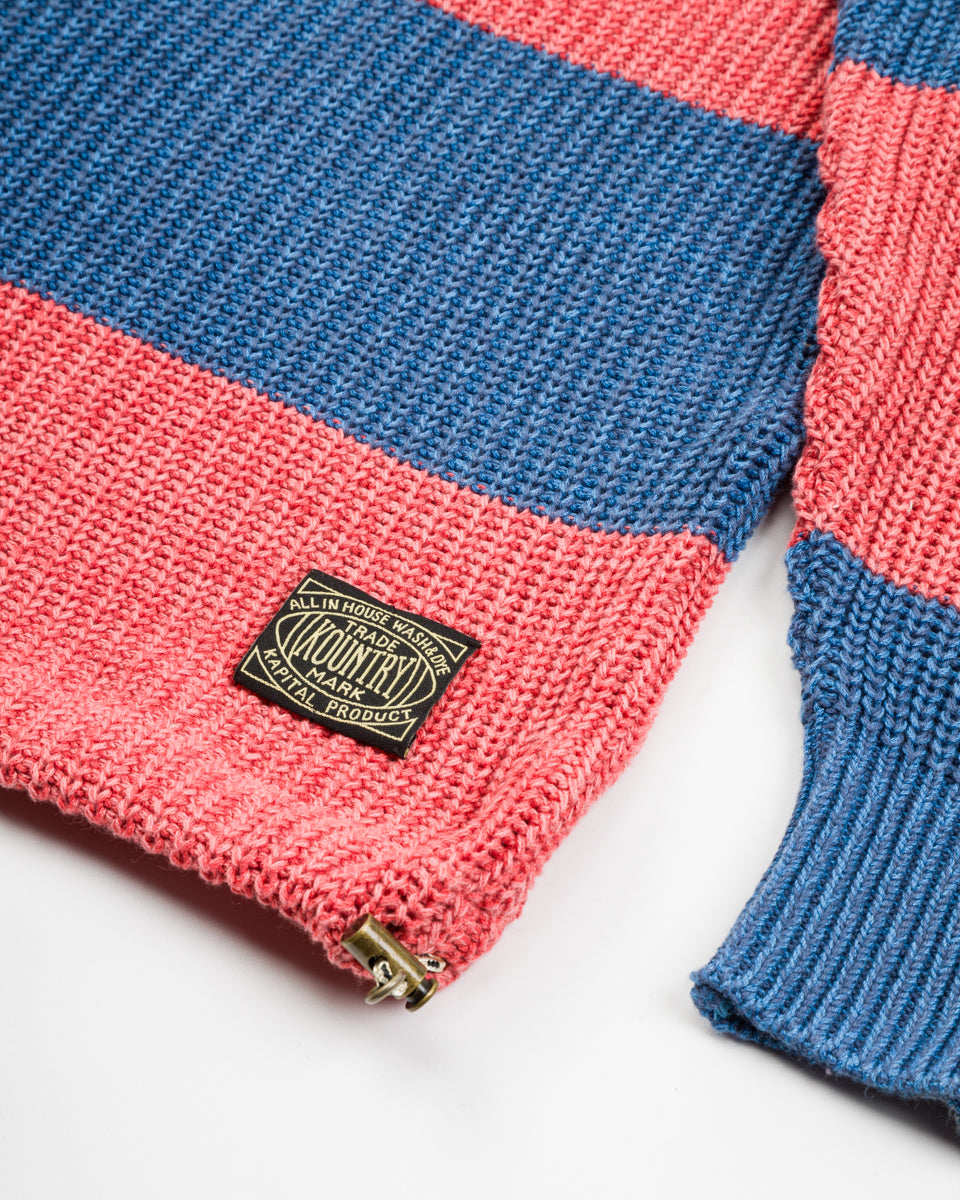 Kapital 5G Cotton Knit RUGGER Shirt - Sax/Red - Standard & Strange