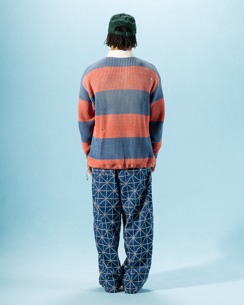 Kapital 5G Cotton Knit RUGGER Shirt - Sax/Red - Standard & Strange