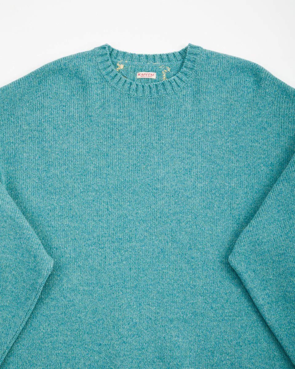 Kapital 5G Wool BONE Crew Sweater - Sax - Standard & Strange