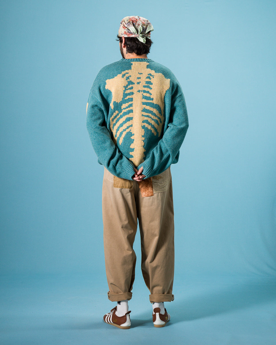 Kapital 5G Wool BONE Crew Sweater - Sax - Standard & Strange