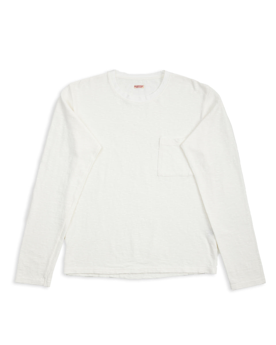 Kapital AMUSE Knit Pocket Long Sleeve T - White - Standard & Strange
