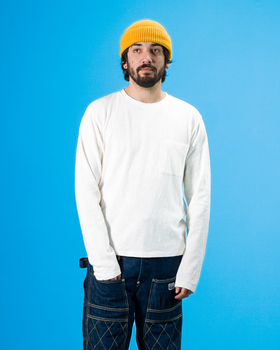 Kapital AMUSE Knit Pocket Long Sleeve T - White - Standard & Strange