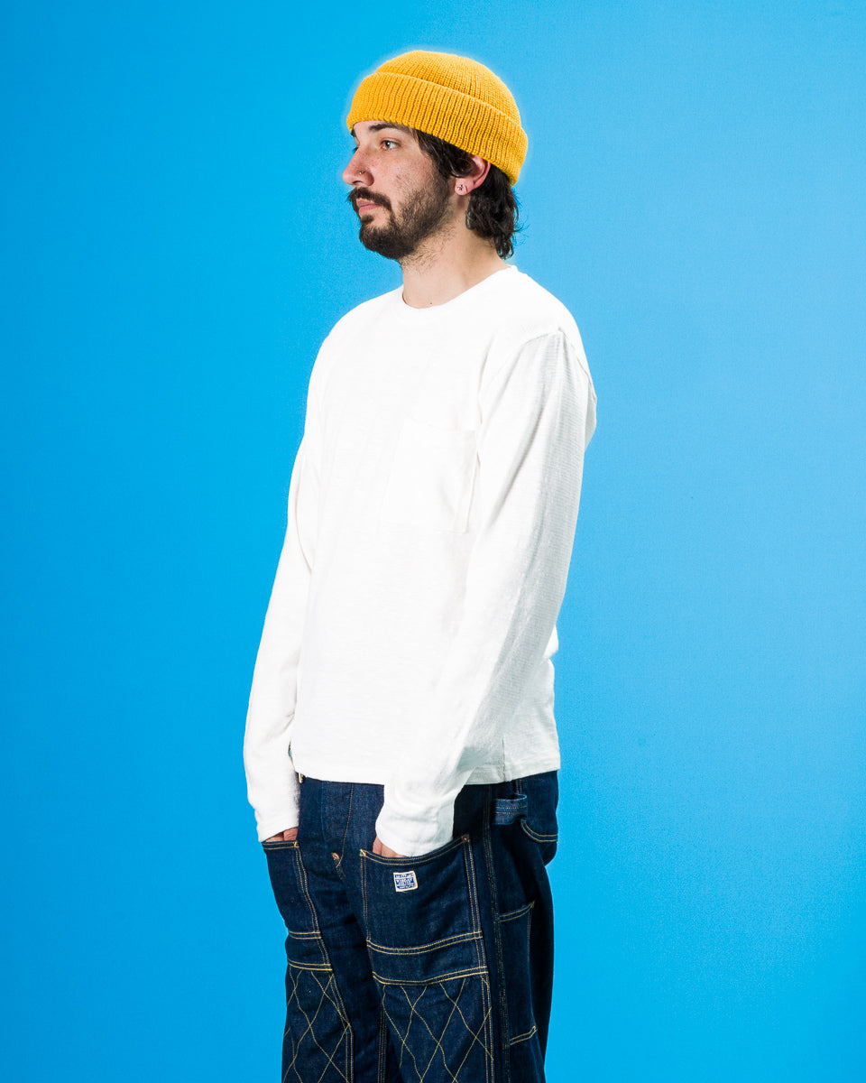 Kapital AMUSE Knit Pocket Long Sleeve T - White - Standard & Strange