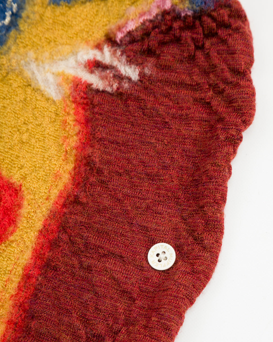 Kapital Fulling Wool HAPPY Scarf DRAGON DANCE - Burgundy - Standard & Strange