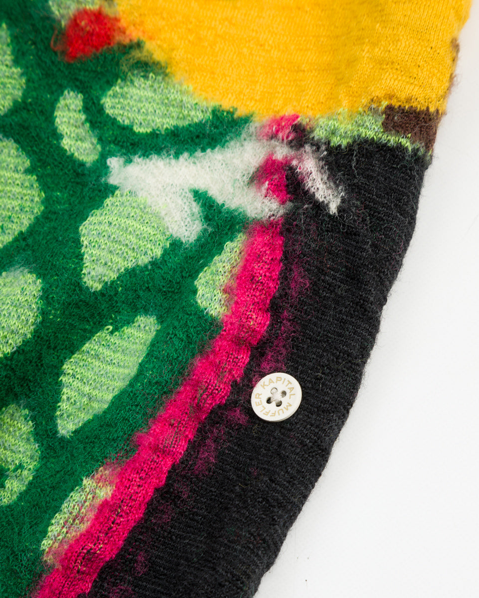 Kapital Fulling Wool HAPPY Scarf DRAGON DANCE & RAINBOW - Black - Standard & Strange