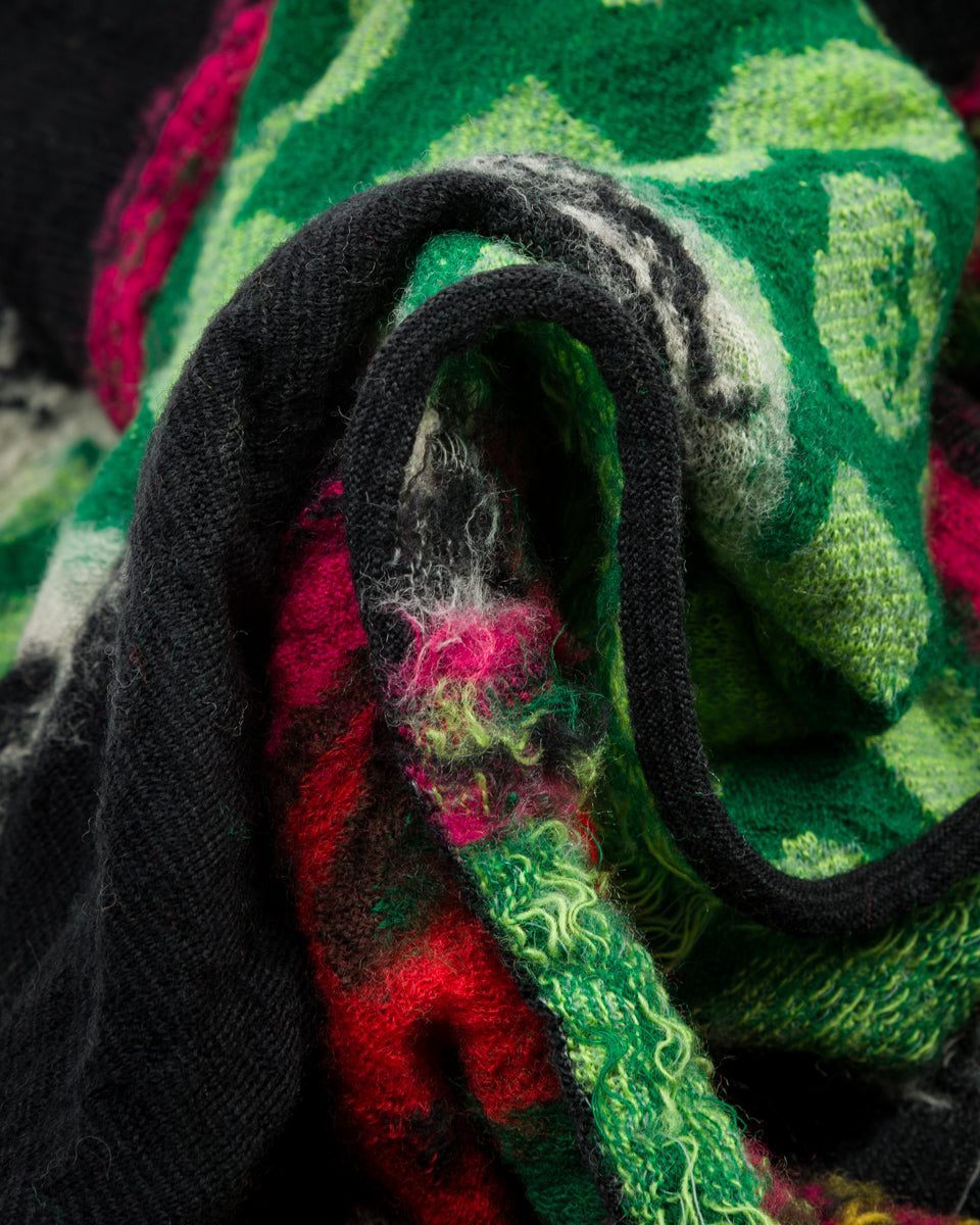 Kapital Fulling Wool HAPPY Scarf DRAGON DANCE & RAINBOW - Black - Standard & Strange