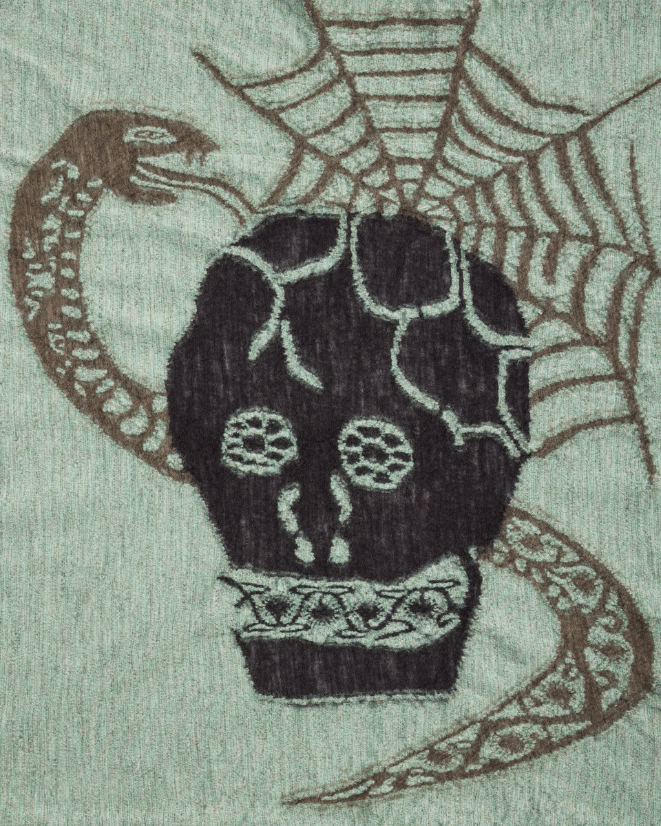 Kapital Fulling Wool Scarf COPTIC SKULL - Green - Standard & Strange