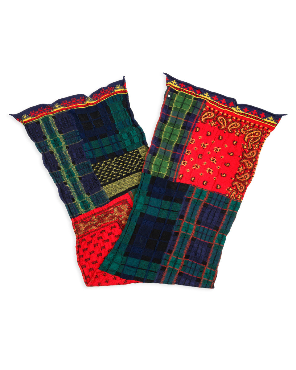 Kapital Fulling Wool Scarf (TARTAN CHECK BANDANA PATCH) - Red - Standard & Strange
