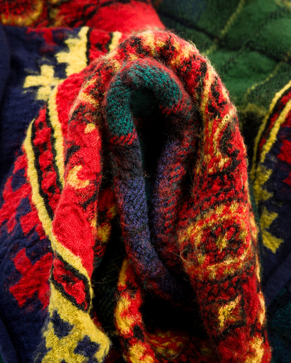 Kapital Fulling Wool Scarf (TARTAN CHECK BANDANA PATCH) - Red - Standard & Strange