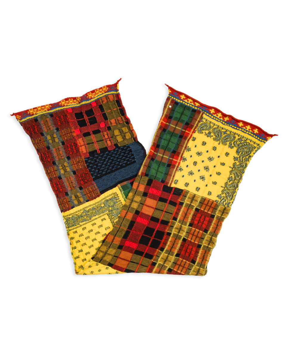 Kapital Fulling Wool Scarf (TARTAN CHECK BANDANA PATCH) - Yellow - Standard & Strange